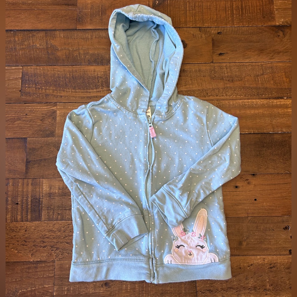 Carter's Light Blue Polka Dot Zip Hoodie with Pink Detail
